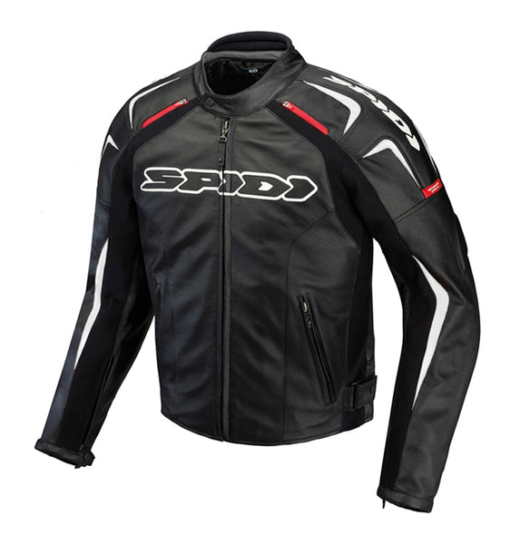 Spidi Track Leather Jacket-Black/White